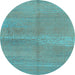 Round Abstract Light Blue Modern Rug, abs1669lblu