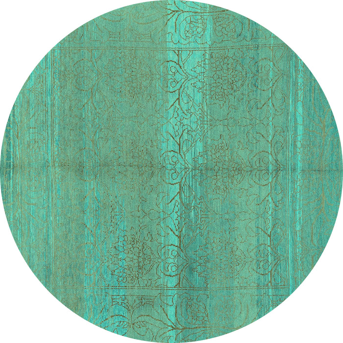 Round Abstract Turquoise Modern Rug, abs1669turq