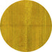 Round Abstract Yellow Modern Rug, abs1669yw