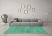 Machine Washable Abstract Turquoise Modern Area Rugs in a Living Room,, wshabs1669turq