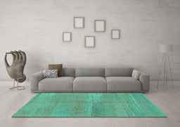 Machine Washable Abstract Turquoise Modern Area Rugs in a Living Room,, wshabs1669turq