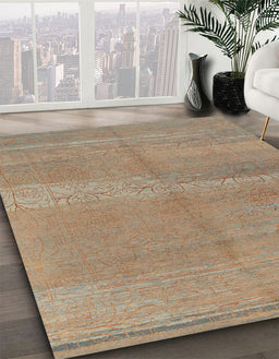 Machine Washable Abstract Camel Brown Rug in a Family Room, wshabs1669