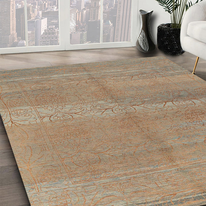 Machine Washable Abstract Camel Brown Rug in a Family Room, wshabs1669