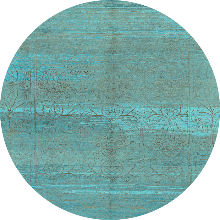 Round Machine Washable Abstract Light Blue Modern Rug, wshabs1669lblu
