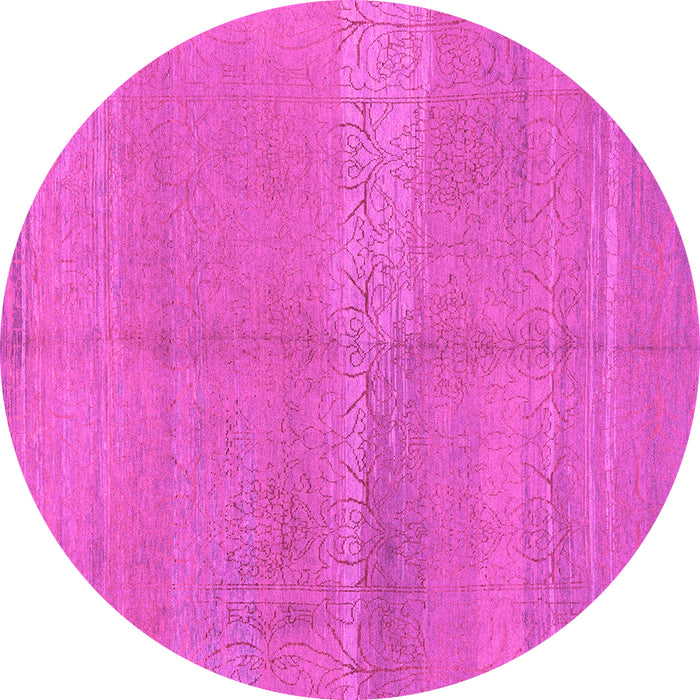 Round Machine Washable Abstract Pink Modern Rug, wshabs1669pnk