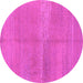 Round Machine Washable Abstract Pink Modern Rug, wshabs1669pnk