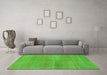 Machine Washable Abstract Green Modern Area Rugs in a Living Room,, wshabs1669grn