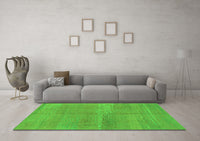 Machine Washable Abstract Green Modern Rug, wshabs1669grn