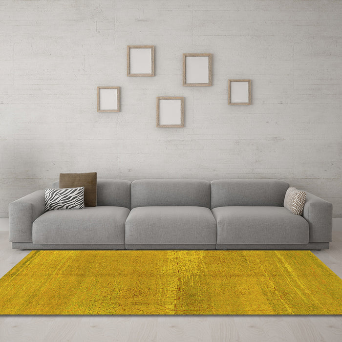 Machine Washable Abstract Yellow Modern Rug in a Living Room, wshabs1669yw