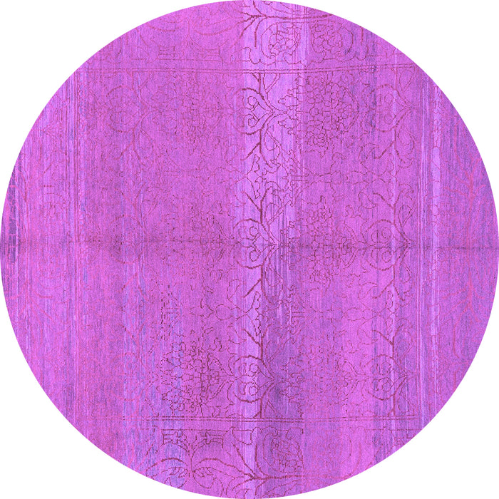 Round Machine Washable Abstract Purple Modern Area Rugs, wshabs1669pur