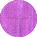 Round Machine Washable Abstract Purple Modern Area Rugs, wshabs1669pur