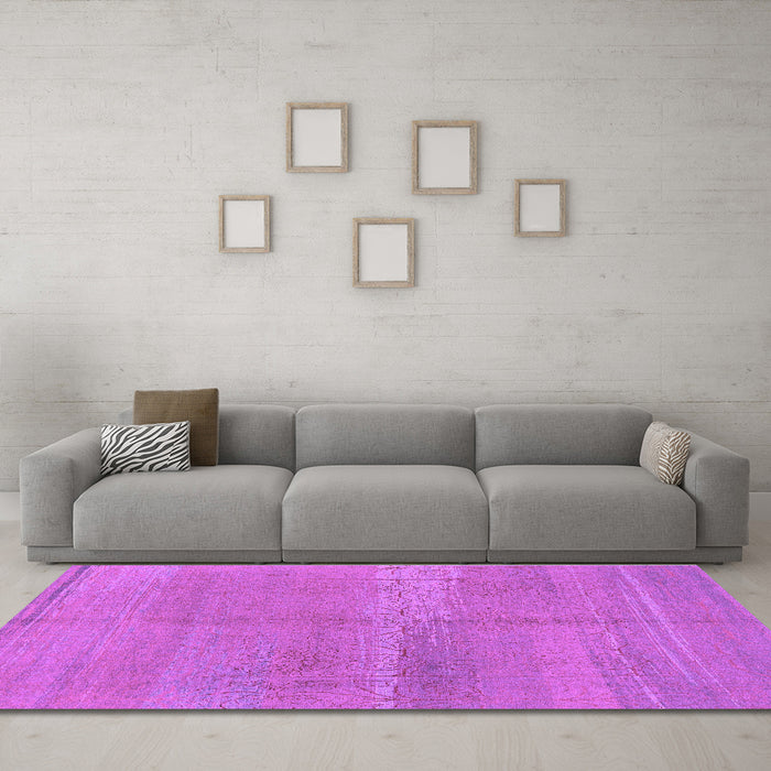 Machine Washable Abstract Purple Modern Area Rugs in a Living Room, wshabs1669pur
