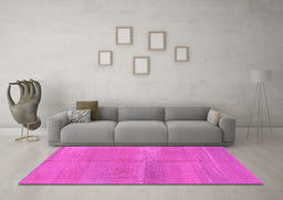 Machine Washable Abstract Pink Modern Rug in a Living Room, wshabs1669pnk