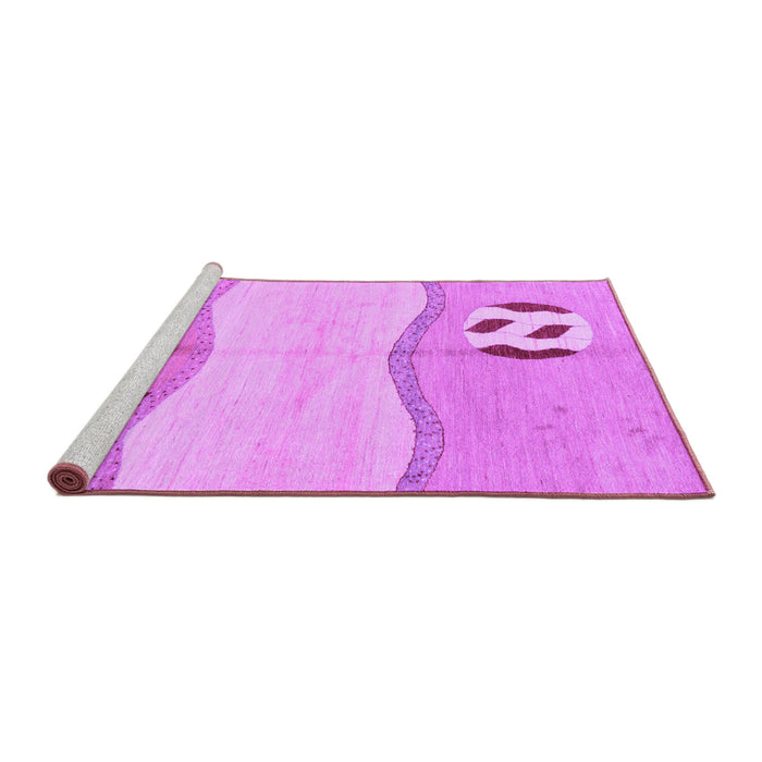 Sideview of Machine Washable Abstract Purple Modern Area Rugs, wshabs166pur