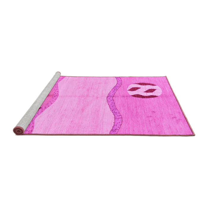 Sideview of Machine Washable Abstract Pink Modern Rug, wshabs166pnk