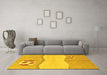 Machine Washable Abstract Yellow Modern Rug in a Living Room, wshabs166yw