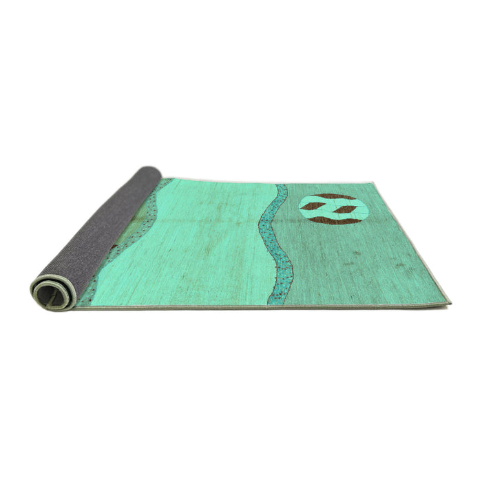 Sideview of Abstract Turquoise Modern Rug, abs166turq