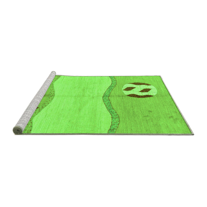 Sideview of Machine Washable Abstract Green Modern Area Rugs, wshabs166grn