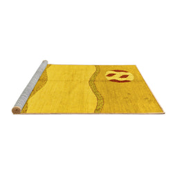 Sideview of Machine Washable Abstract Yellow Modern Rug, wshabs166yw
