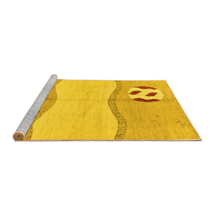 Sideview of Machine Washable Abstract Yellow Modern Rug, wshabs166yw