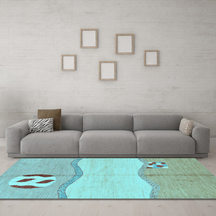 Machine Washable Abstract Light Blue Modern Rug in a Living Room, wshabs166lblu