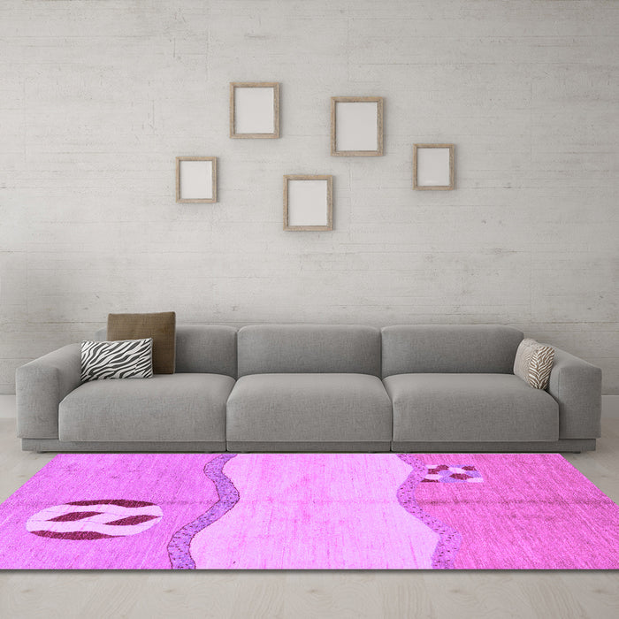 Machine Washable Abstract Purple Modern Area Rugs in a Living Room, wshabs166pur