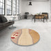 Round Machine Washable Abstract Yellow Rug in a Office, wshabs166