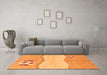 Machine Washable Abstract Orange Modern Area Rugs in a Living Room, wshabs166org