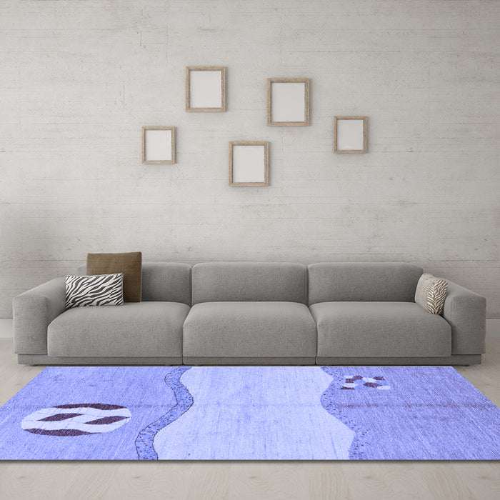 Machine Washable Abstract Blue Modern Rug in a Living Room, wshabs166blu