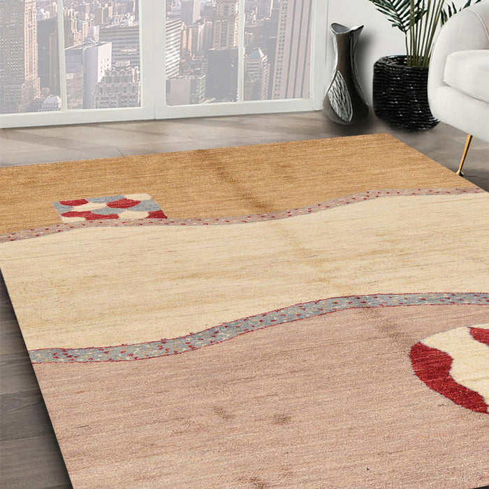 Abstract Yellow Modern Rug in Family Room, abs166