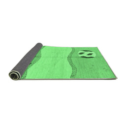 Sideview of Abstract Emerald Green Modern Rug, abs166emgrn