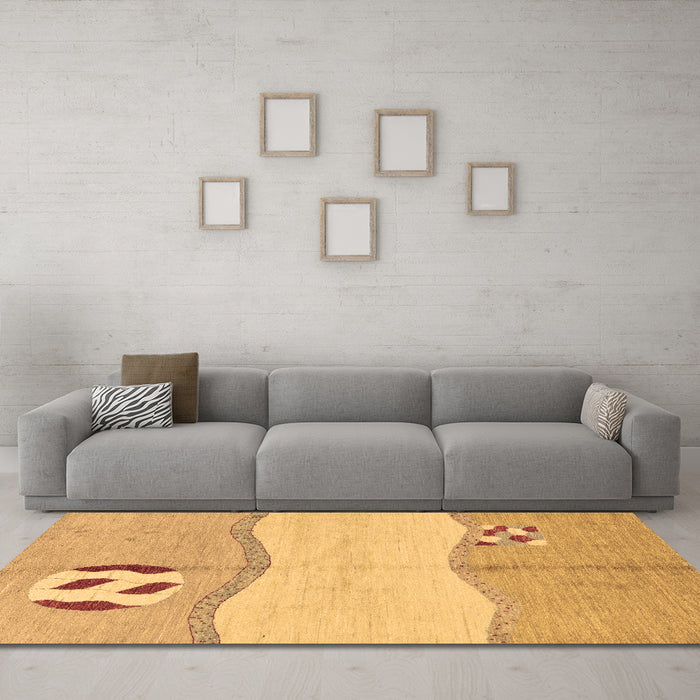Machine Washable Abstract Brown Modern Rug in a Living Room,, wshabs166brn