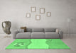 Machine Washable Abstract Emerald Green Modern Area Rugs in a Living Room,, wshabs166emgrn