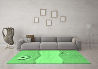 Machine Washable Abstract Emerald Green Modern Rug, wshabs166emgrn