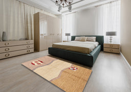 Abstract Yellow Modern Rug in a Bedroom, abs166