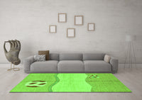 Machine Washable Abstract Green Modern Rug, wshabs166grn