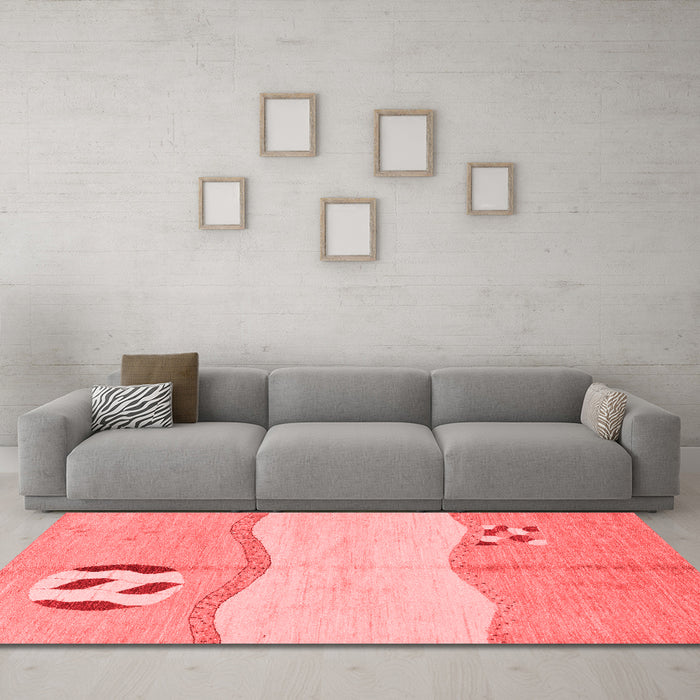 Modern Red Washable Rugs