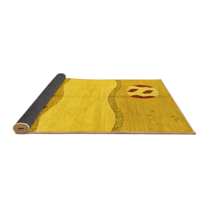 Sideview of Abstract Yellow Modern Rug, abs166yw