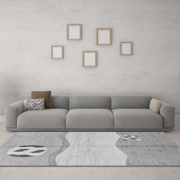 Machine Washable Abstract Gray Modern Rug in a Living Room,, wshabs166gry