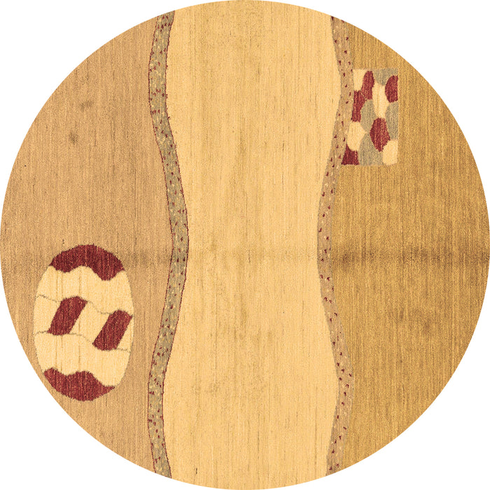 Round Machine Washable Abstract Brown Modern Rug, wshabs166brn