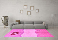 Machine Washable Abstract Pink Modern Rug, wshabs166pnk