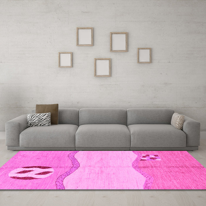 Machine Washable Abstract Pink Modern Rug in a Living Room, wshabs166pnk