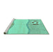 Sideview of Machine Washable Abstract Turquoise Modern Area Rugs, wshabs166turq