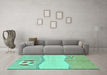 Machine Washable Abstract Turquoise Modern Area Rugs in a Living Room,, wshabs166turq