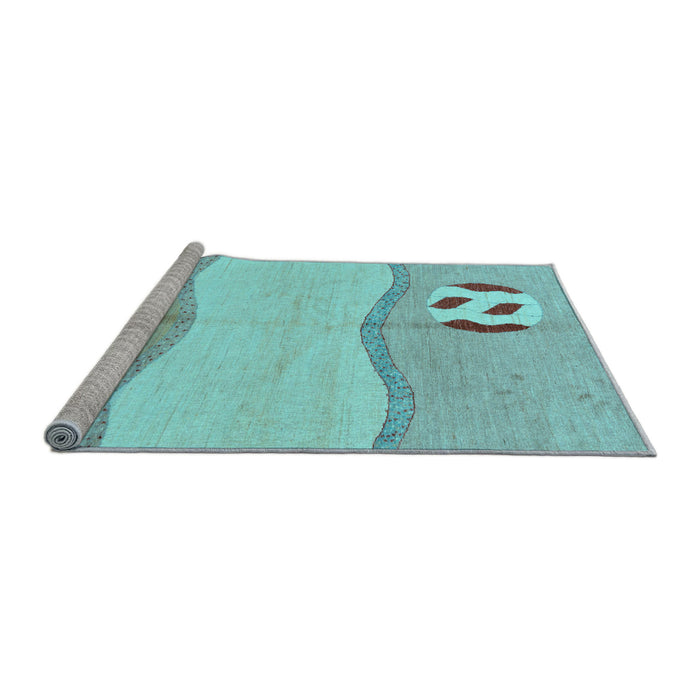 Sideview of Machine Washable Abstract Light Blue Modern Rug, wshabs166lblu