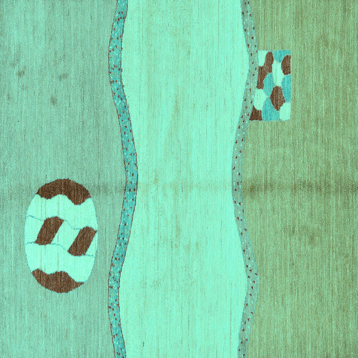 Square Machine Washable Abstract Turquoise Modern Area Rugs, wshabs166turq