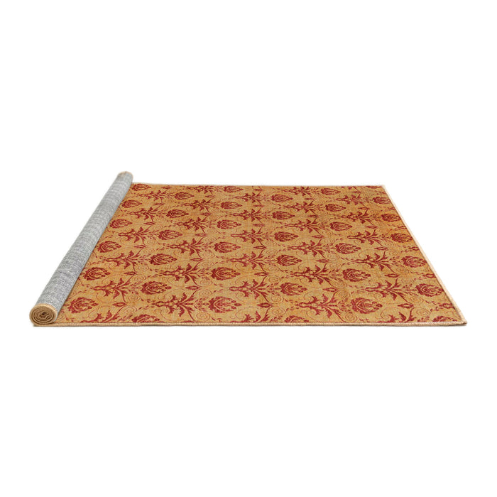Sideview of Machine Washable Abstract Orange Red Rug, wshabs167