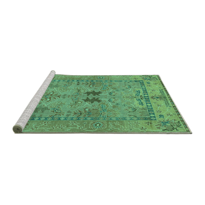 Sideview of Machine Washable Abstract Turquoise Modern Area Rugs, wshabs1670turq