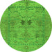 Round Machine Washable Abstract Green Modern Area Rugs, wshabs1670grn