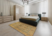 Machine Washable Abstract Gold Rug in a Bedroom, wshabs1670